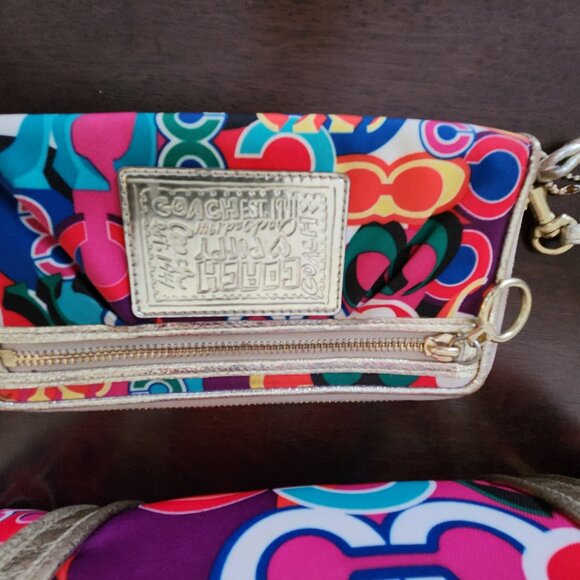 Euc Coach Poppy Graffitti Pop Art Signature Tote Bag w/Wallet - Picture 14 of 17